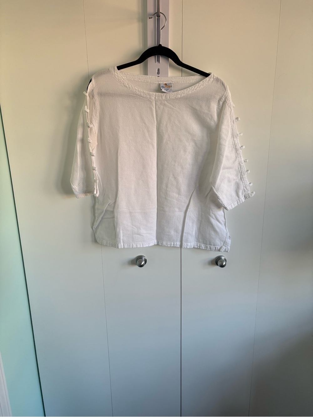 White Women's cut out-Detail Cotton Top